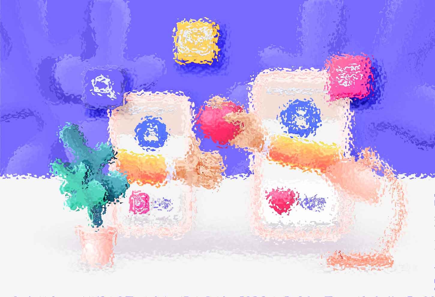 Illustrazione astratta di design web con dispositivi e piante