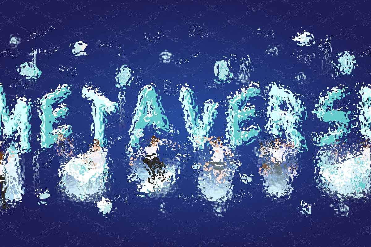 Immagine astratta con la scritta Metaverso in stile liquido