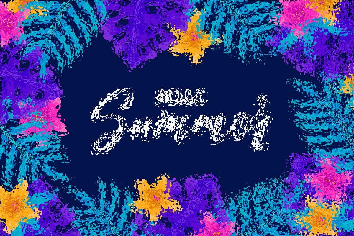 Design vibrante per l'estate con motivi floreali colorati.