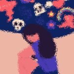 Illustrazione creativa di un personaggio con idee sopra la testa