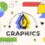 Grafica astratta con forme e colori vivaci per design web.