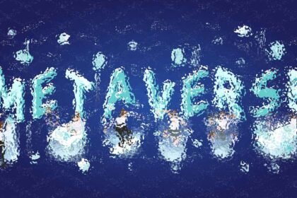 Immagine astratta con la scritta Metaverso in stile liquido