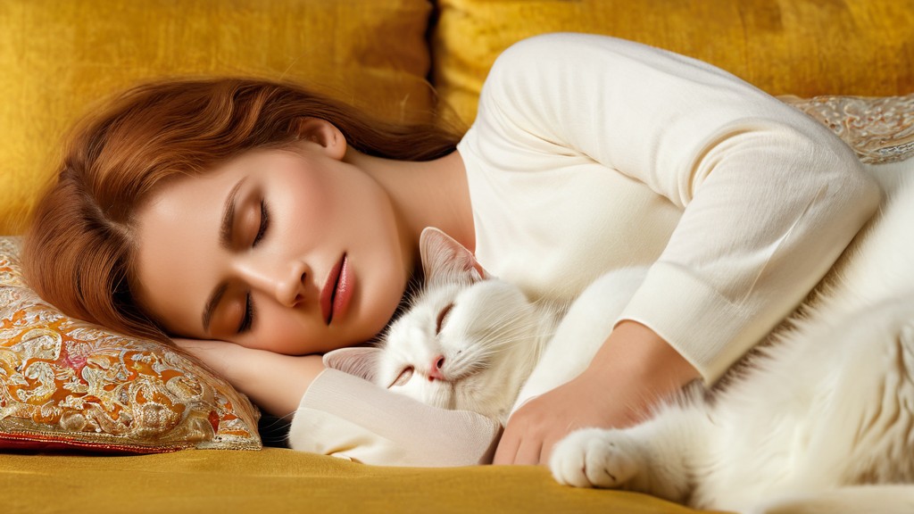 Gatto che dorme sul letto in un sogno