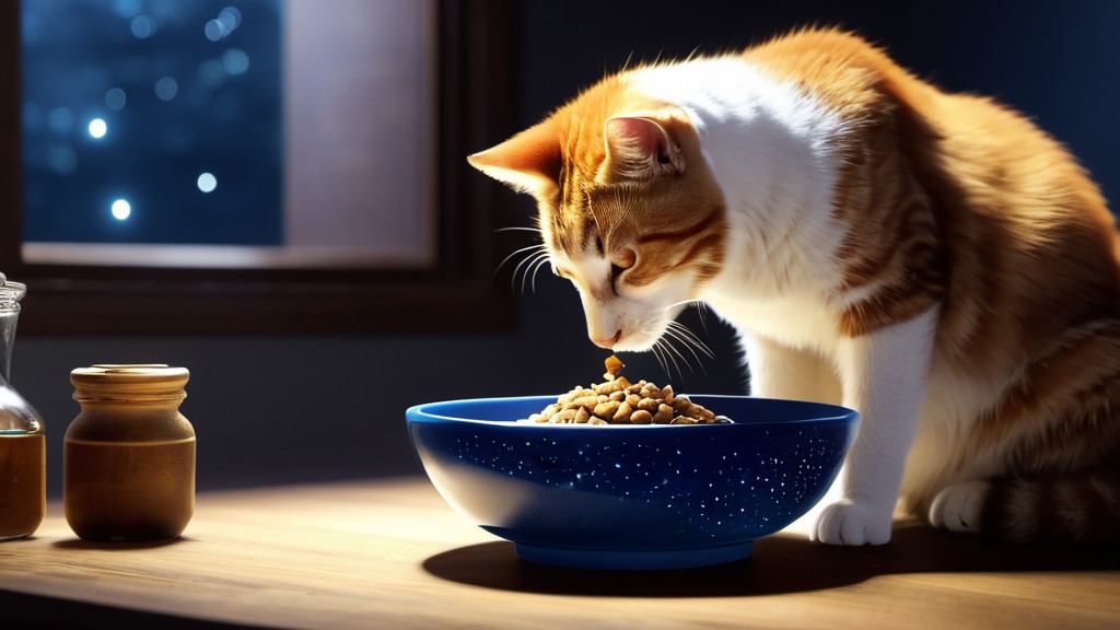 Gatto che mangia in un sogno
