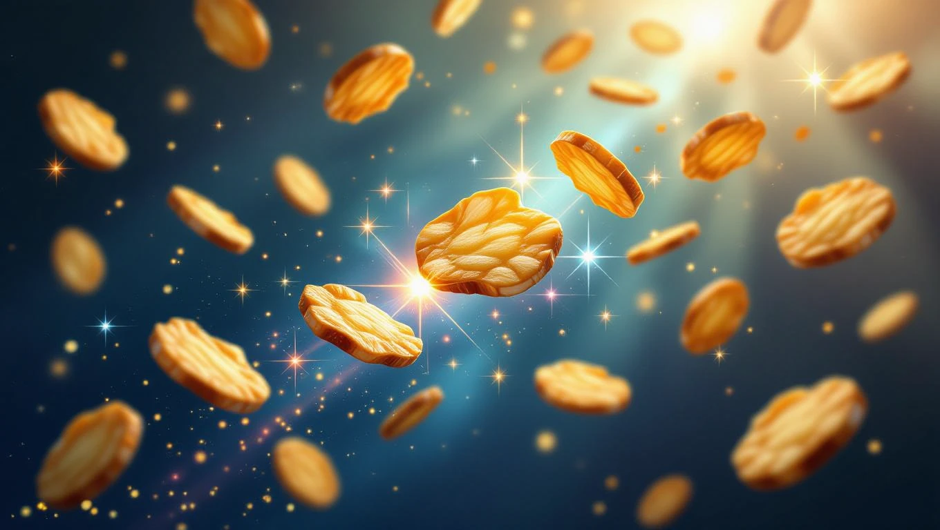 Fiches da poker che fluttuano in un'atmosfera scintillante e sognante.