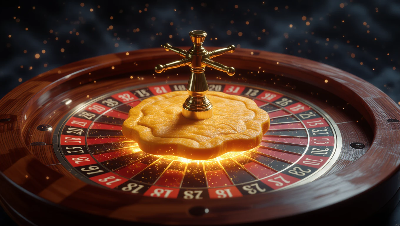 Una roulette con una fiche dorata al centro, simbolo di rischio e gioco.