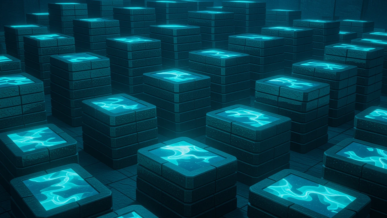 Una serie di tablet futuristici illuminati in un ambiente scuro.