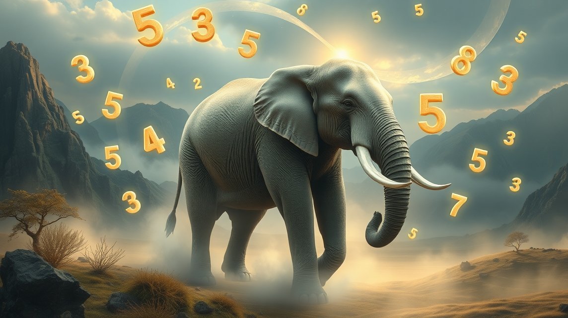 Elefante simbolo di memoria e stabilità con numeri fortunati
