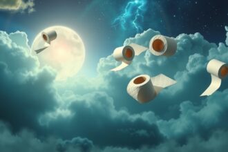 Un viaggio onirico con carta igienica tra nuvole e luna