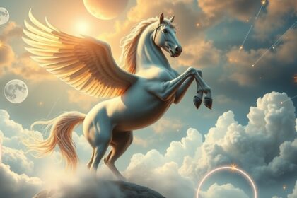 Un cavallo mitologico con ali che simboleggia libertà e forza.