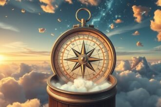 Compasso tra le nuvole simboleggia la determinazione e gli obiettivi