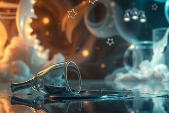 Bicchiere rovesciato che simboleggia occasioni perdute e fragilità.