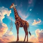 Giraffa che tiene un sogno nell'aria, simbolo di visione e orgoglio