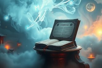 Libro aperto sulla interpretazione dei sogni tra fumo e luce