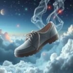 Scarpe nuove fluttuanti tra le nuvole nel sogno