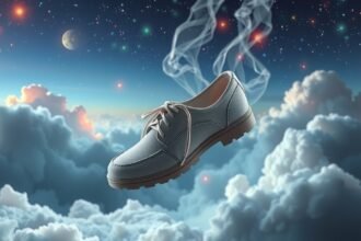 Scarpe nuove fluttuanti tra le nuvole nel sogno