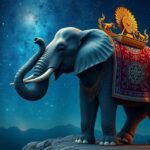 Elefante simbolo di saggezza e stabilità sotto un cielo stellato