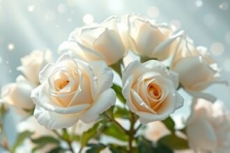 Rose bianche simbolo di purezza e innocenza con sfondo luminoso