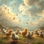 Pulcini che simboleggiano fertilità e novità in famiglia.