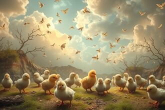 Pulcini che simboleggiano fertilità e novità in famiglia.