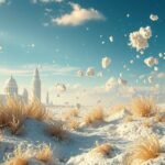 Paesaggio mistico di farina e creatività in un vasto campo.