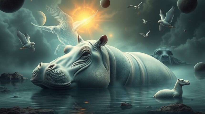 Ippopotamo che simboleggia calma e forza interiore nei sogni.