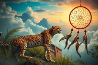 Ghepardo sotto un cielo sereno con un sogno di caccia