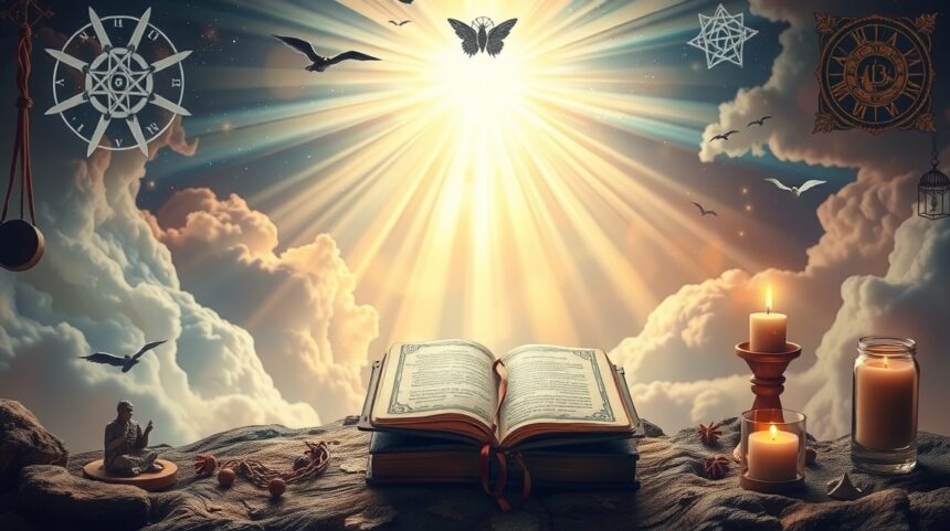 Immagine evocativa della luce divina, simbolo di misticismo e spiritualità.