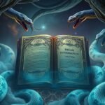 Libro aperto sulla interpretazione dei sogni con serpenti