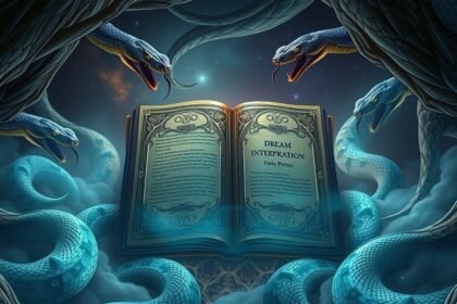 Libro aperto sulla interpretazione dei sogni con serpenti