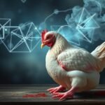 Pollame crudo simbolico in un sogno con elementi grafici.