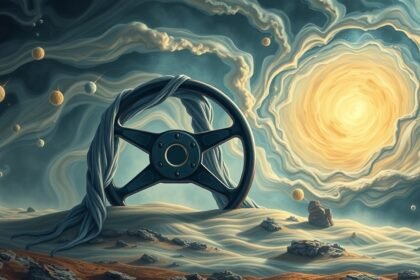 Volante in un paesaggio onirico simboleggiante il sogno di perdita di controllo