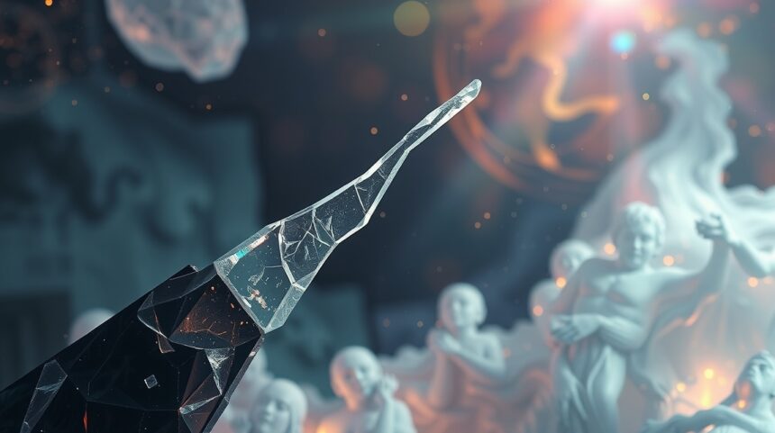 Rappresentazione artistica del vetro simbolo di sofferenza e pericolo