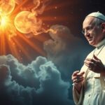 Il Papa con una chiave dorata in un cielo mistico