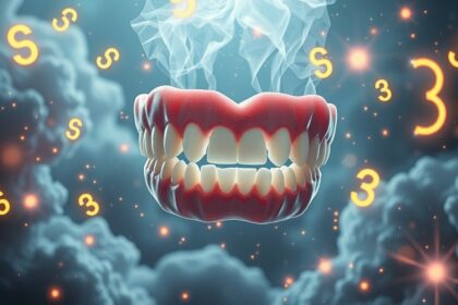 Dentiera fluttuante con numeri fortunati e fumi misteriosi