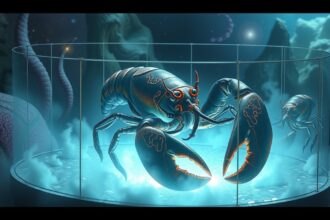 Crostaceo in un acquario che simboleggia protezione e barriere nei sogni.