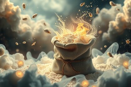 Sacchetto di farina che evoca abbondanza e creatività