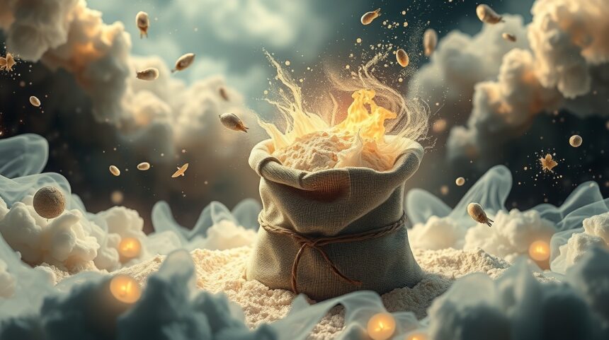 Sacchetto di farina che evoca abbondanza e creatività