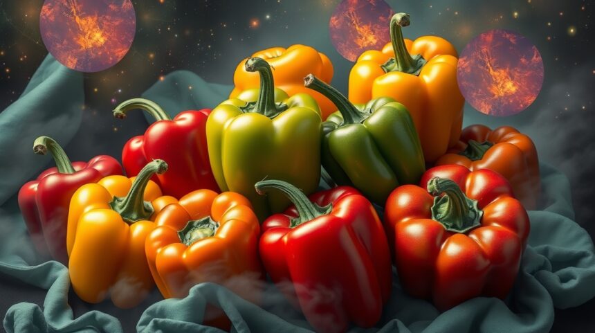 Peperoni colorati su un drappo, significati e numeri della Smorfia