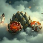 Carciofi regalati tra nuvole e luci, simbolo di amicizia e segreti.