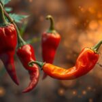 Peperoncini rossi appesi su una pianta, simbolo di piccantezza e passione.
