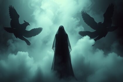 Immagine di fedi nere con simbolismo di lutto e legami finiti