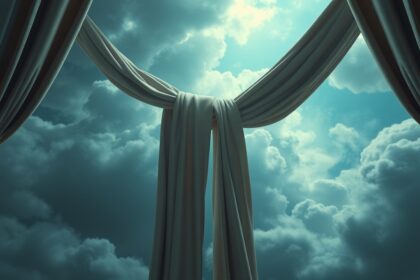 Tende appese che separano il cielo, simbolo di privacy e segreti