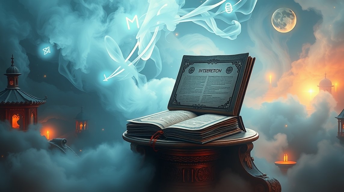 Libro aperto sulla interpretazione dei sogni tra fumo e luce