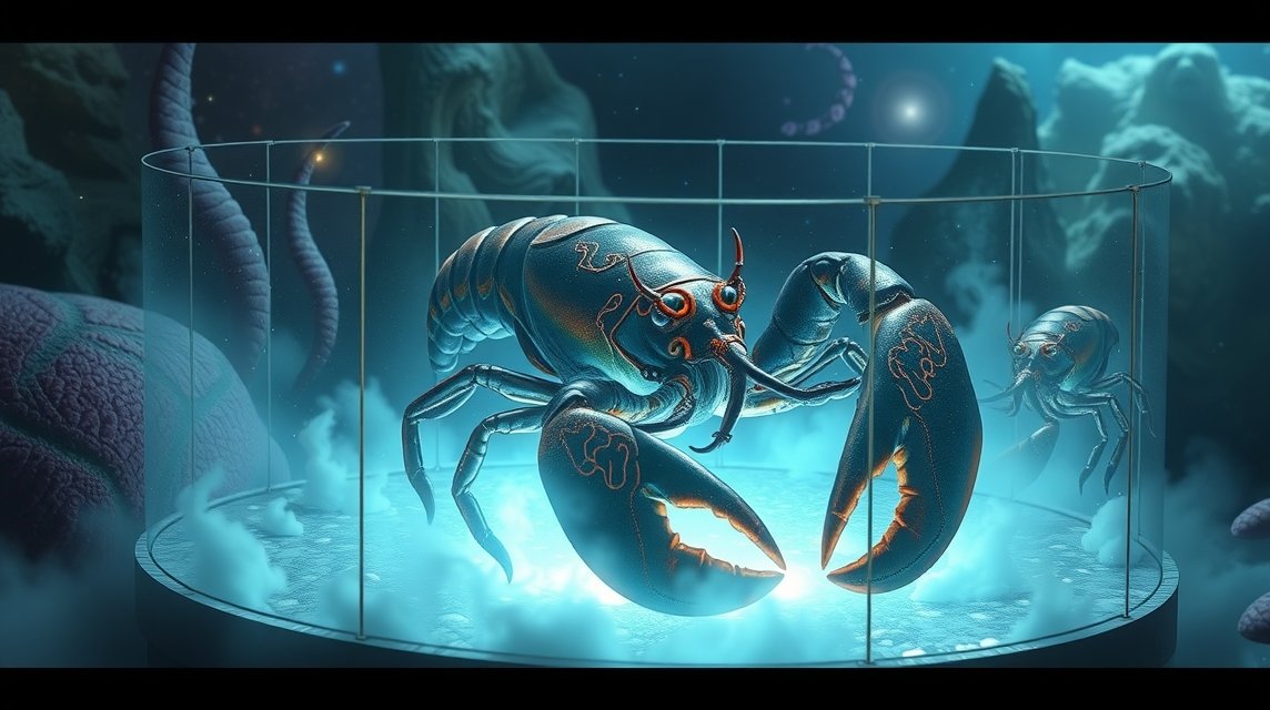 Crostaceo in un acquario che simboleggia protezione e barriere nei sogni.