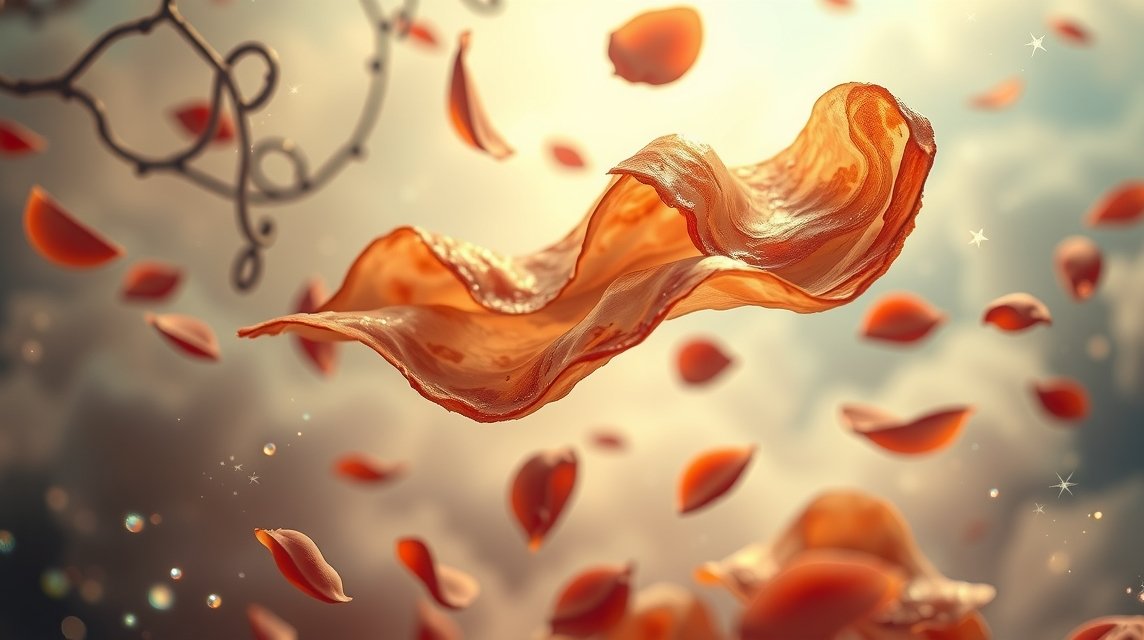 Fette di prosciutto che fluttuano nell'aria, simbolo di abbondanza