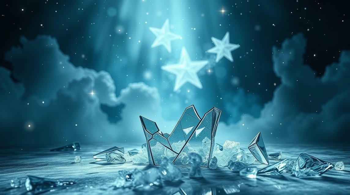 Vetro rotto simbolo di cambiamento e vulnerabilità psicologica