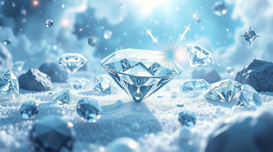 Diamanti brillanti su uno sfondo blu, simbolo di ricchezza e emozioni.