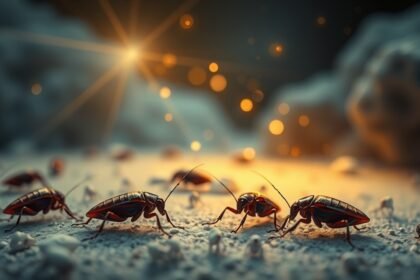 Piccoli scarafaggi che simboleggiano fastidi quotidiani.