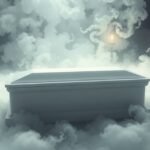 Bara bianca circondata da nebbia e candele, simbolo di trasformazione.